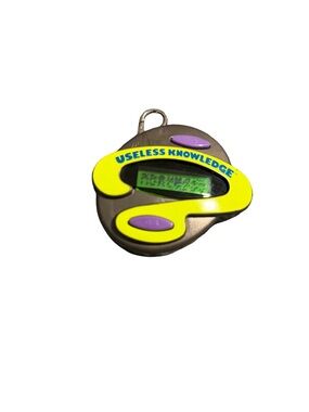 Vintage 1997 Mattel Useless Knowledge Keychain Game - Yellow, Purple, Gray Works